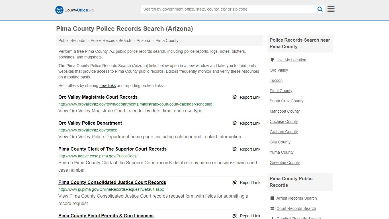 Police Records Search - Pima County, AZ (Accidents & Arrest Records)